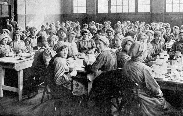 Detail of Munitions workers in the canteen, 1918 by English Photographer