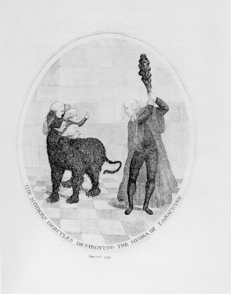 Detail of The Modern Hercules destroying the Hydra of Fanatacism, 1789 by John Kay