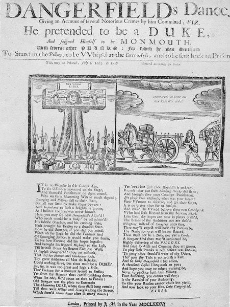Detail of Broadside of 'Dangerfield's Dance', 1685 by English School