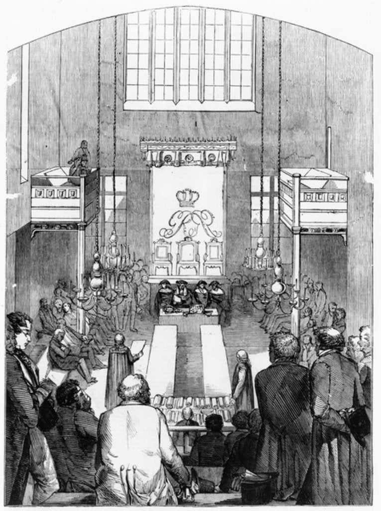 Detail of Royal Assent given to the New Corn Bill in the House of Lords, 1846 by English School