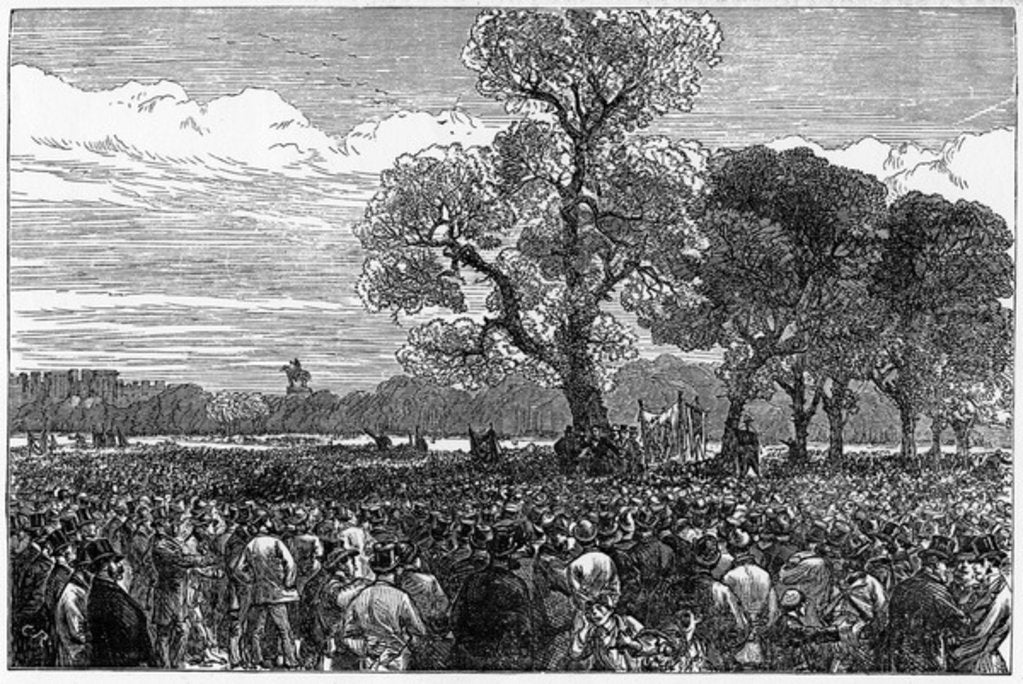 Detail of Meeting at the Reformer's Tree, Hyde Park London, 1867 by English School