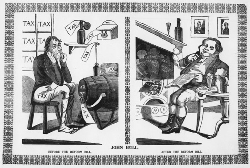 Detail of John Bull before and after the Reform Bill, 1832 by English School