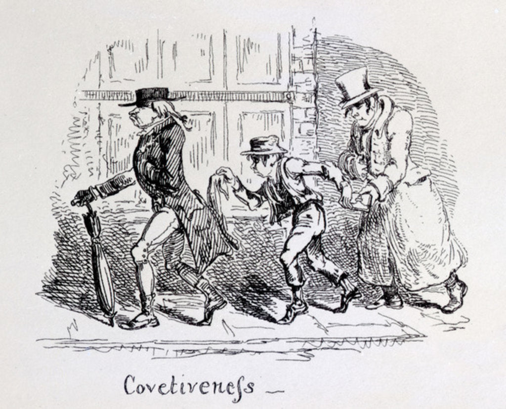 Detail of Covetiveness from 'Phrenological Illustrations', 1826 by George Cruikshank