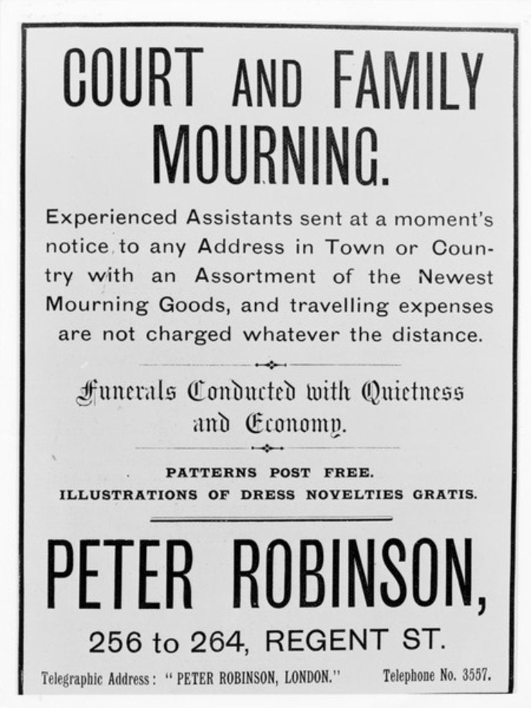 Detail of Court and family mourning advertisement by Anonymous