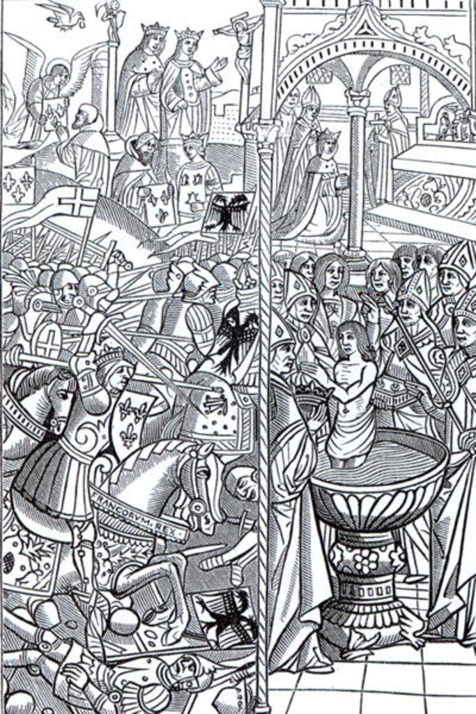 Detail of The Battle of Tolbiac and The Baptism of King Clovis by French School