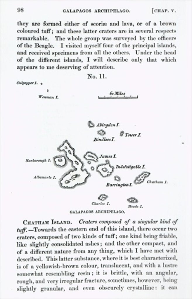 Detail of Map of the Galapagos Archipelago, 1844 by English School