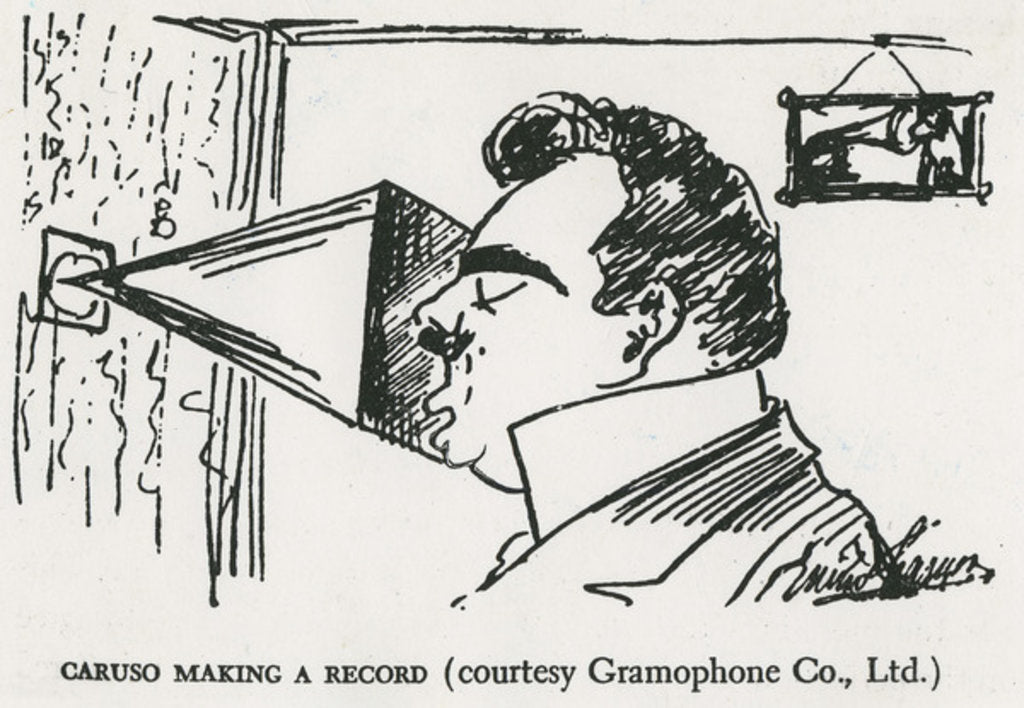 Detail of Caruso making his first gramophone recording, 1902 by Enrico Caruso
