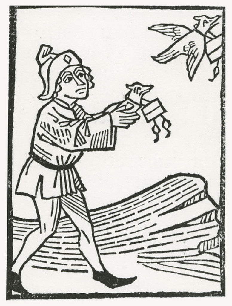 Detail of Pigeon Post, 1481 by German School