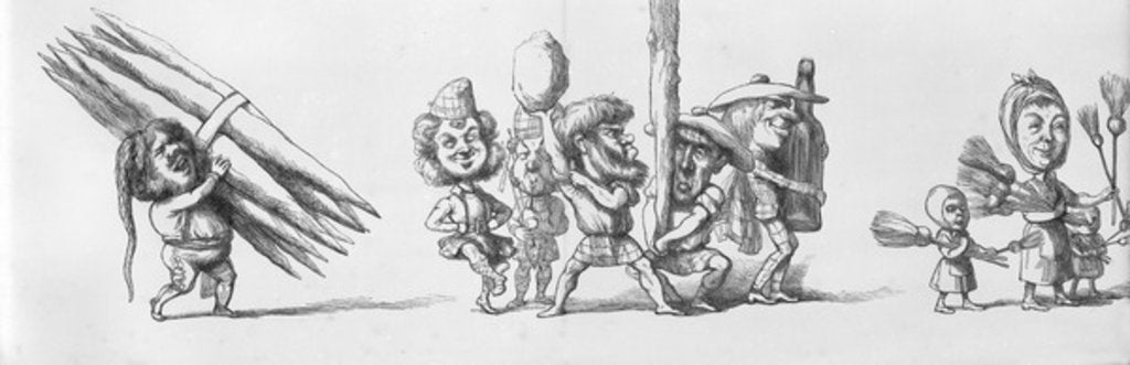 Detail of Scottish and Spanish visitors to the Great Exhibition, 1851 by Richard Doyle