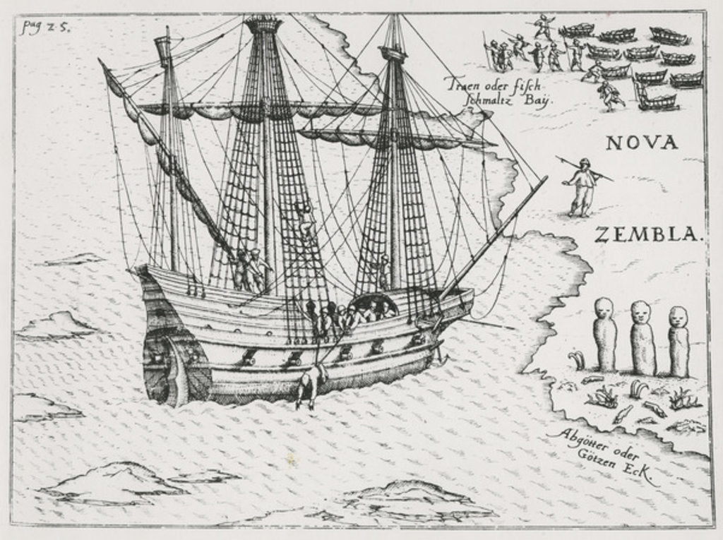 Detail of Barents' ship at Nova Zembla, 1598 by Dutch School