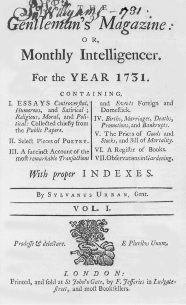 Detail of The Gentleman's Magazine, 1731 by English School