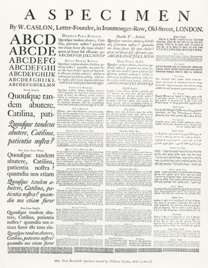 Detail of A Specimen by W.Caslon, 1734 by English School