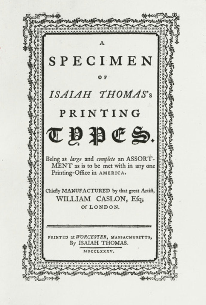 Detail of A specimen of Isaiah Thomas's printing types, 1785 by Anonymous