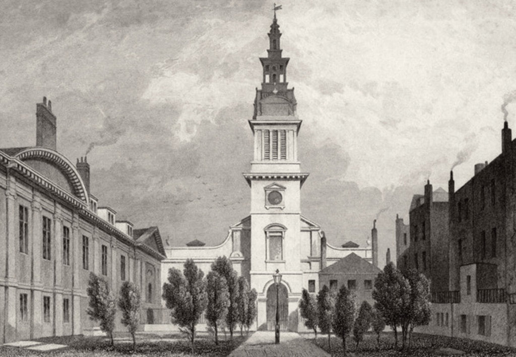 Detail of Christ Church and part of Christ's Hospital, 1831 by Thomas Hosmer Shepherd
