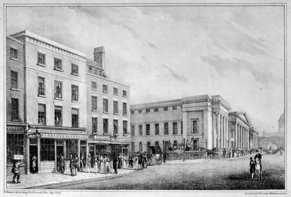 Detail of View along Aldersgate Street and St Martin-le-Grand to St Paul's Cathedral, c.1830 by Nathaniel Whittock