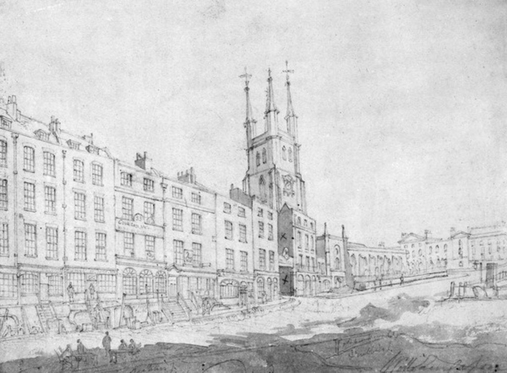 Detail of View of Snow Hill undergoing improvements, 1803 by William Capon