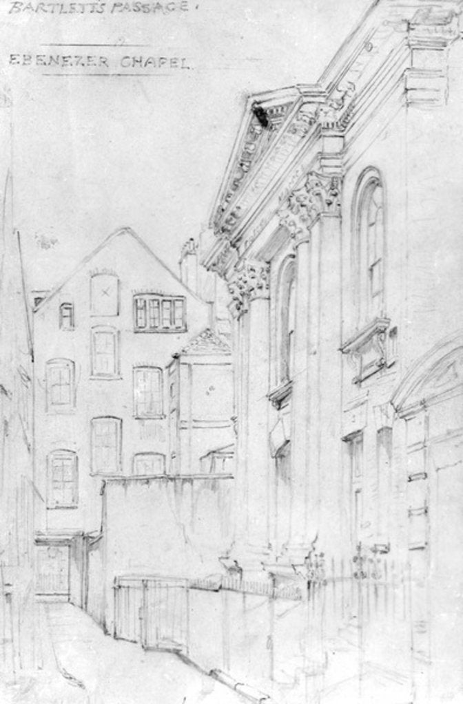 Detail of Ebenezer Chapel, Bartlett's Passage, c.1890 by J. Appleton