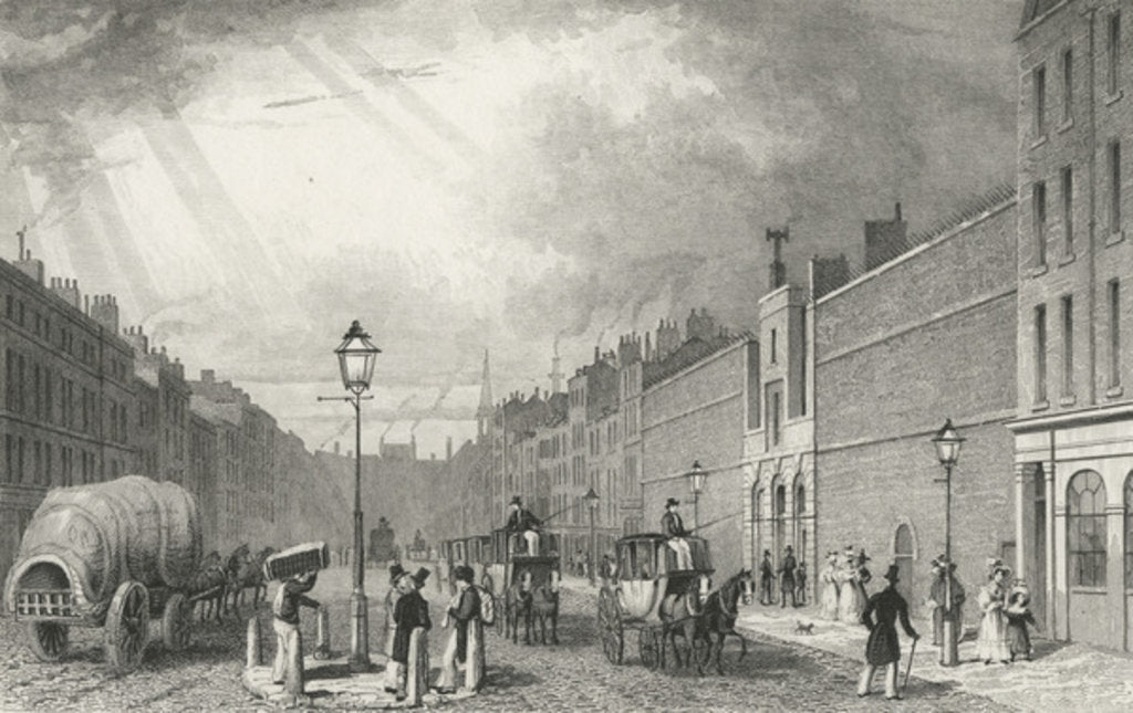 Detail of Farringdon Street and the Fleet Prison, 1830 by Thomas Hosmer (after) Shepherd