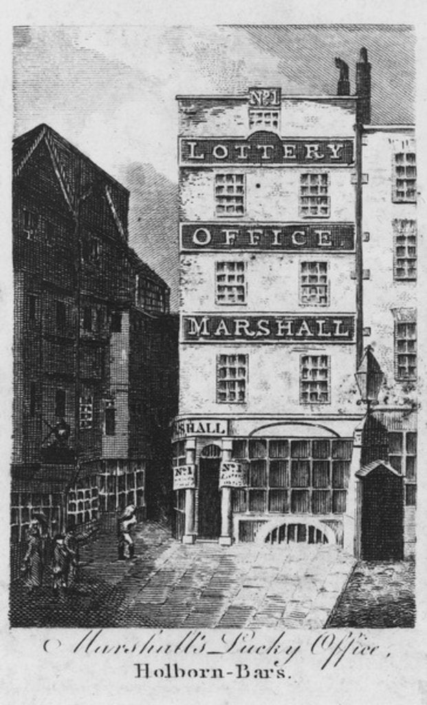 Detail of Marshall's Lucky Office Holborn-Bars, c.1817 by English School