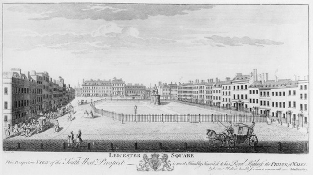 Detail of Leicester Square, 1753 by I. (after) Maurer