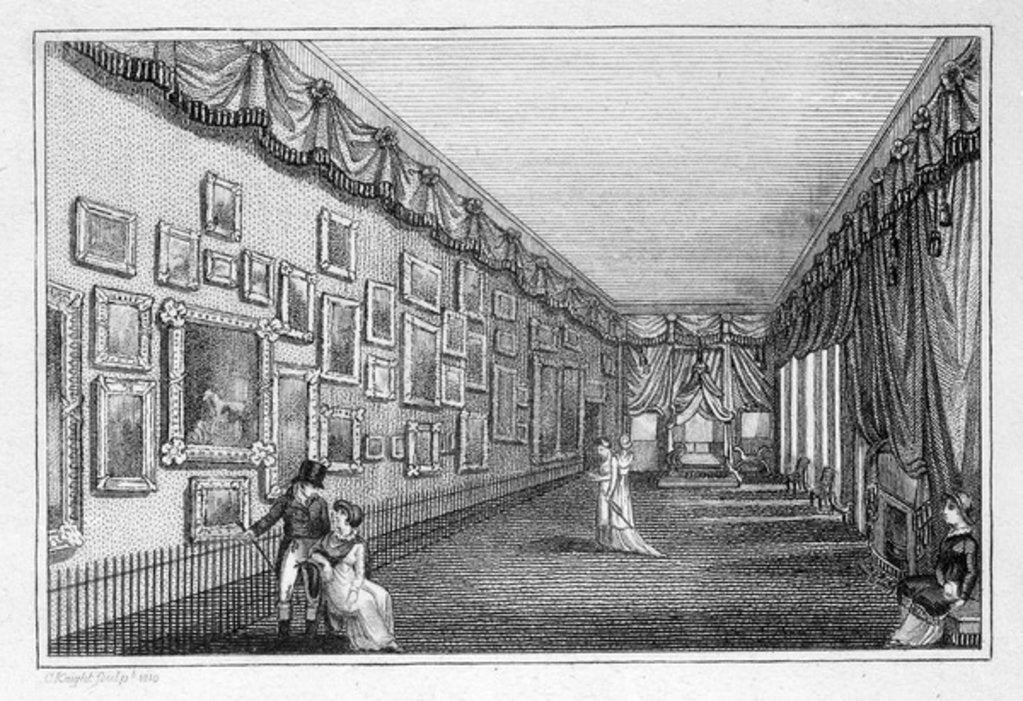 Detail of Mary Linwood's needlework exhibition of embroidered paintings at Savile House, 1810 by English School