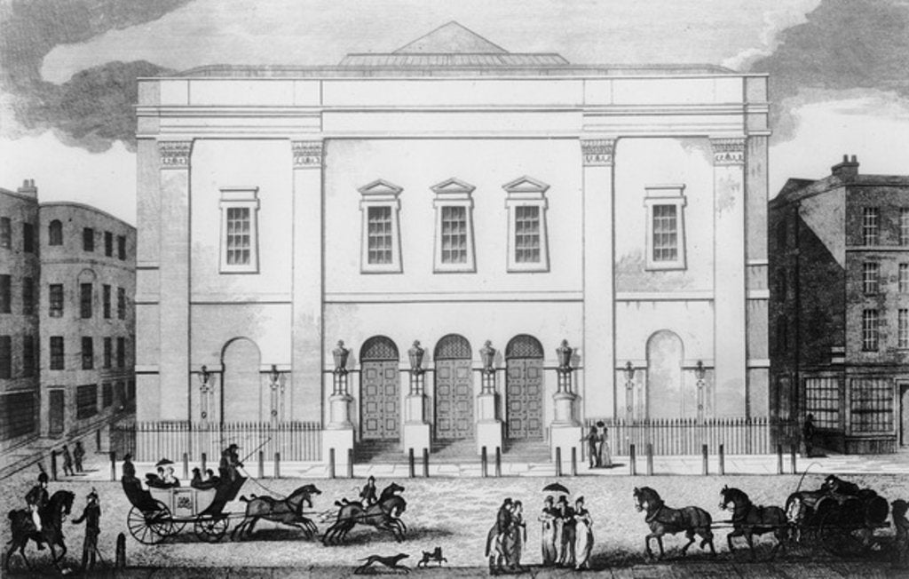 Detail of Front View of the Theatre Royal Drury Lane, 1812 by English School