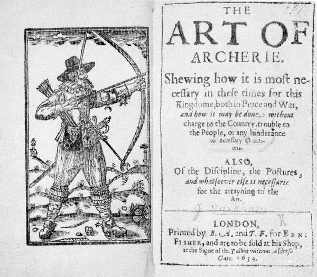 Detail of Frontispiece to 'The Art of Archerie', 1634 by English School