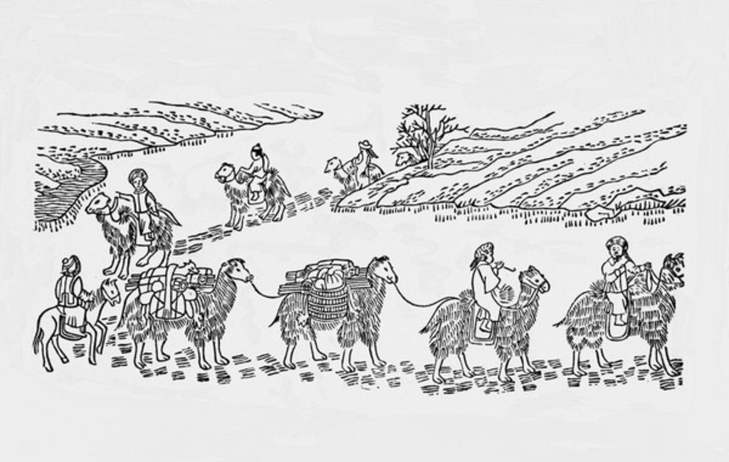 Detail of Mongol camel train by Anonymous