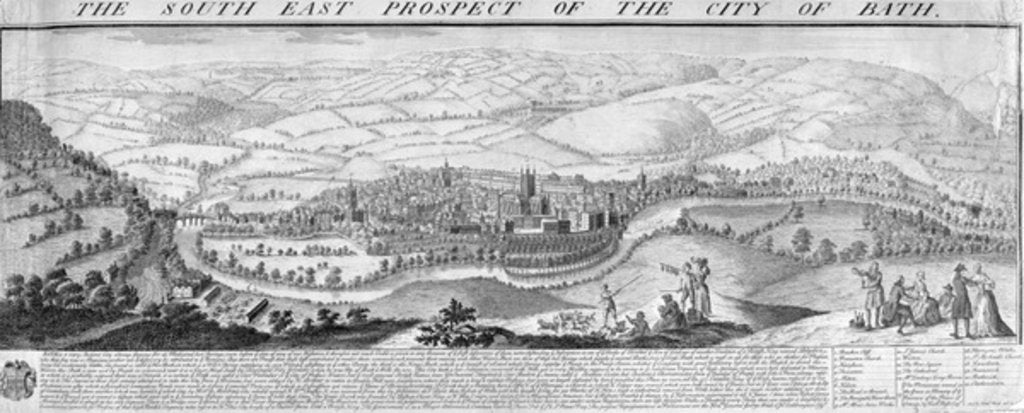 Detail of The South East Prospect of the City of Bath, 1734 by Nathaniel and Samuel (1696-1779) Buck