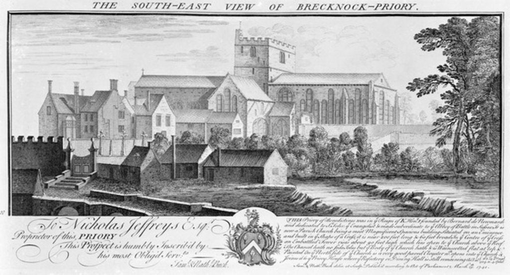 Detail of The South-East View of Brecknock Priory, 1741 by Nathaniel and Samuel Buck