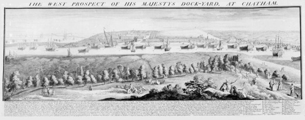 Detail of The West Prospect of His Majestys Dock-Yard at Chatham, 1738 by Nathaniel and Samuel Buck