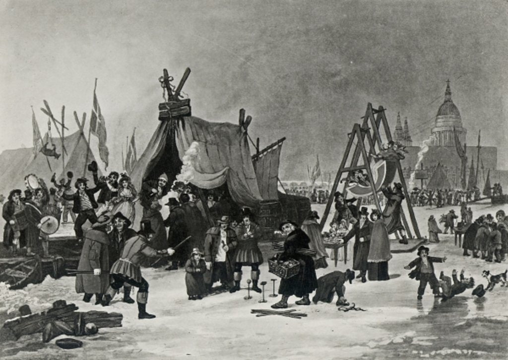 Detail of The Fair on the Thames, February 4th 1814, engraving by Reeve by Luke (after) Clennell