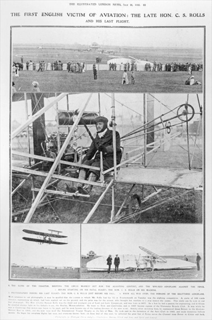 Detail of The first English victim of aviation: the Late Hon. C.S. Rolls, and his last flight by English Photographer
