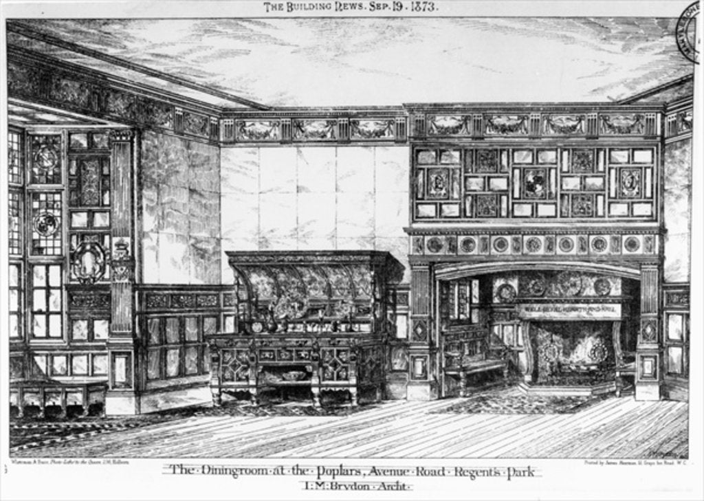 Detail of The Dining Room at the Poplars, Avenue Road, Regents Park by English School