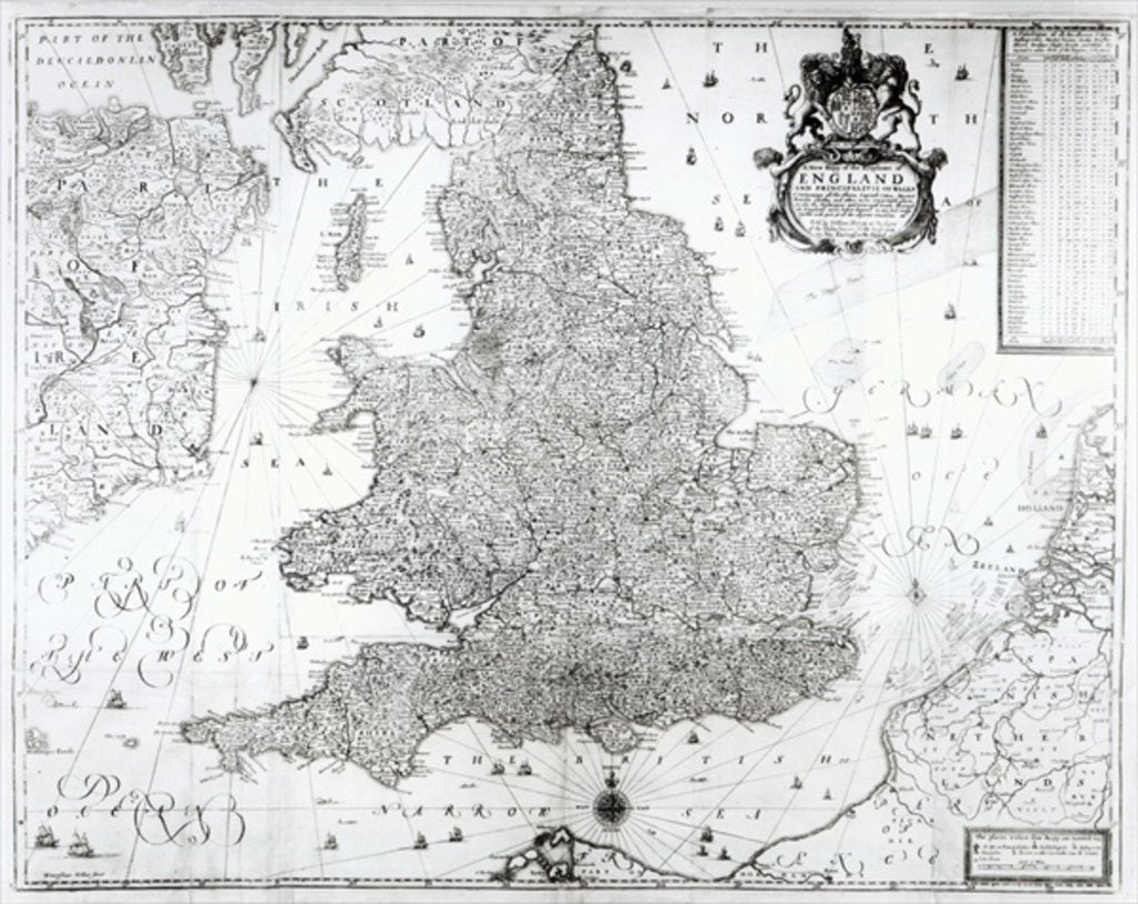 Detail of A New Map of the Kingdom of England and the Principalitie of Wales, 1669 by William Berry