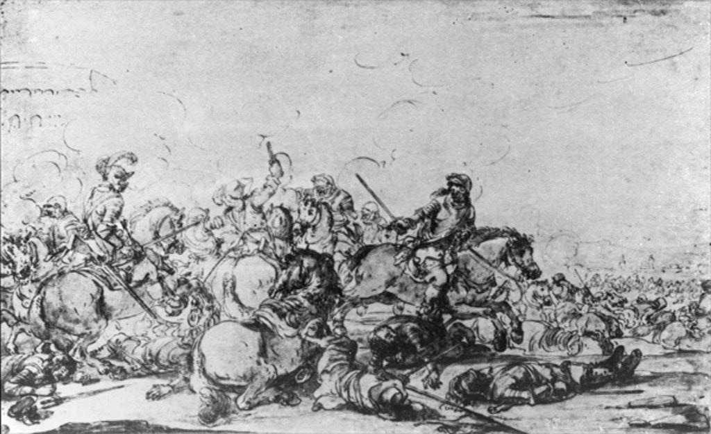 Detail of A Cavalry Battle by Jacques (1621-76) Courtois