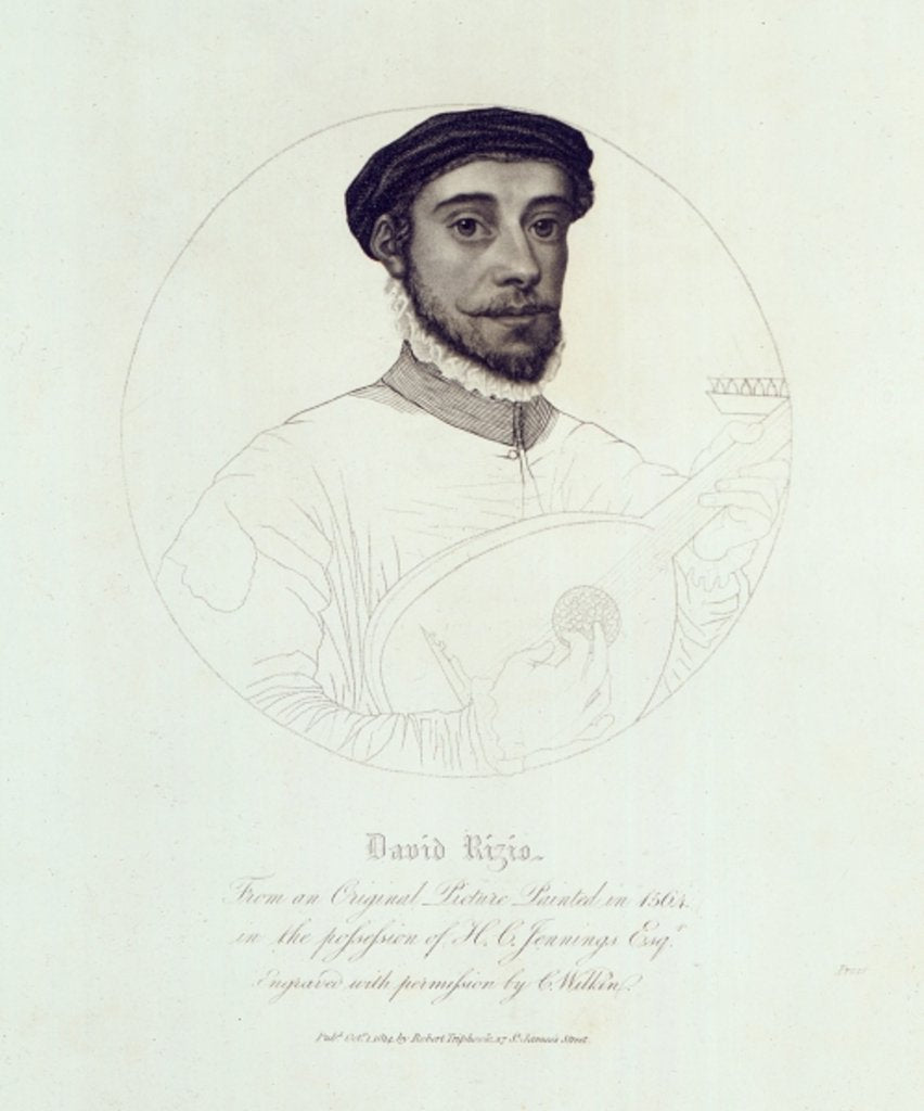 Detail of Portrait of David Rizio, from an original painted in 1564 by English School