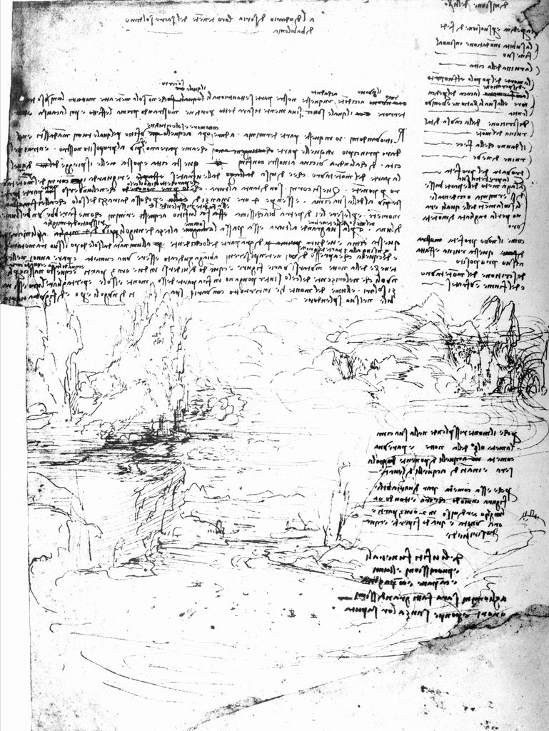 Detail of Fol.145v-a, page from Da Vinci's notebook by Leonardo da Vinci
