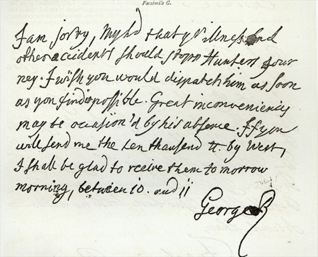 Detail of Letter from George II to the Duke of Newcastle, 1759 by English School