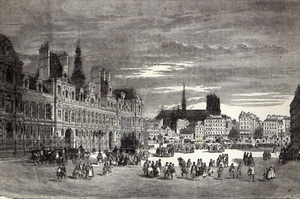 Detail of Hotel de Ville, Paris, 1847 by English School