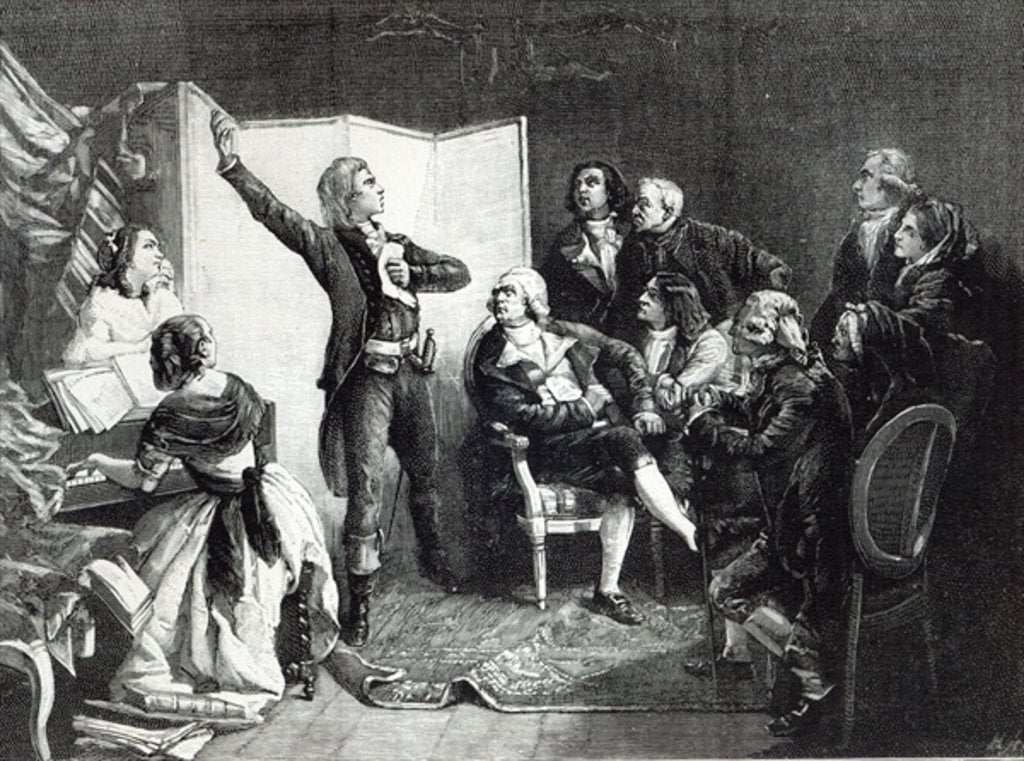 Detail of Rouget de L'Isle, Composer of the Marseillaise, singing it for the first time to his friends by Isidore Pils