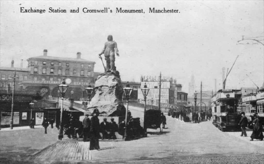 Detail of Exchange Station and Cromwell's Monument, Manchester, c.1910 by English Photographer