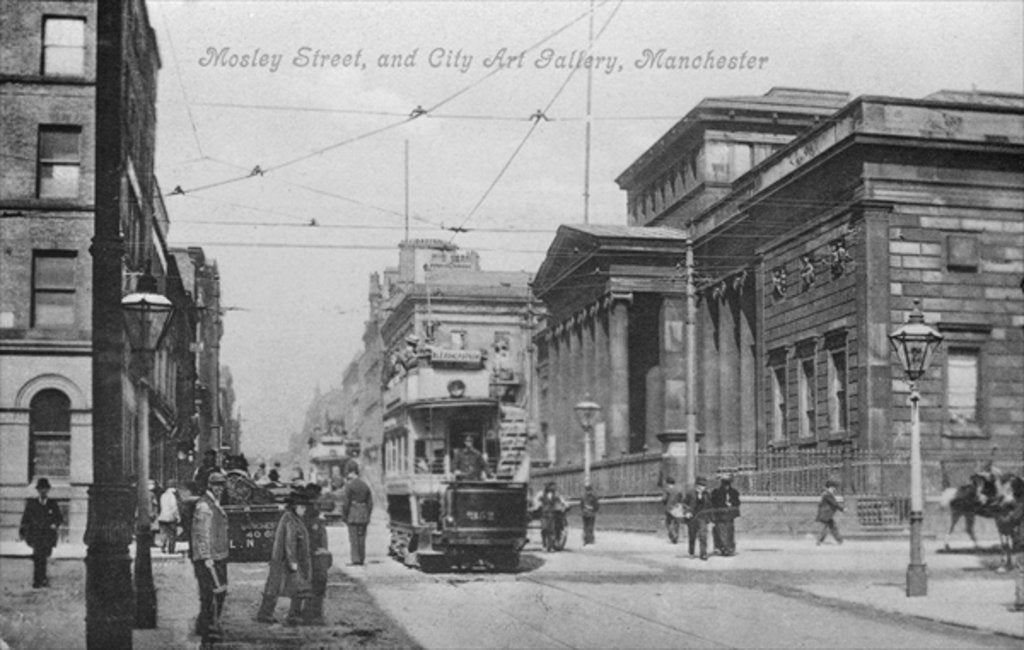 Detail of Mosley Street, and City Art Gallery, Manchester, c.1910 by English Photographer