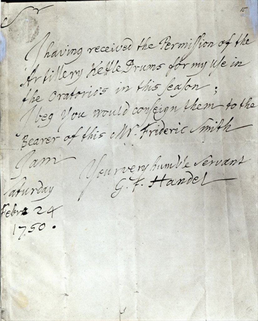 Detail of Letter from George Frederick Handel dated February 24th 1750 by George Frederick Handel