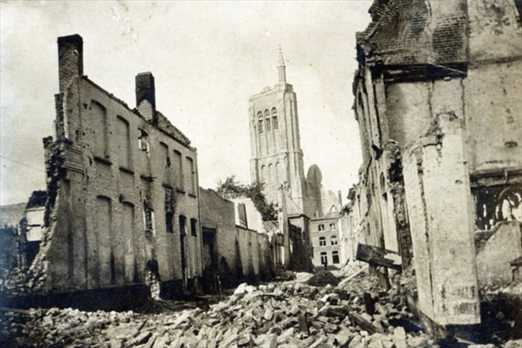 Detail of St. Jacob's Church, Ypres, June 1915 by English Photographer