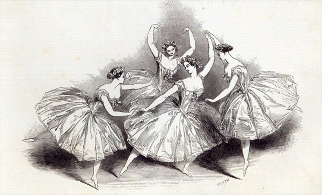 Detail of New Pas de Quatre, by Mdlles. Taglioni, C. Grisi, L. Grahn, and Cerito, at her Majesty's Theatre by English School