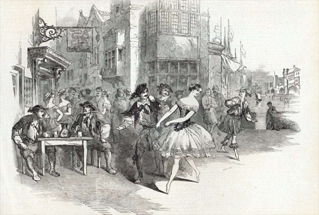 Detail of Scene from the new Ballet of 'The Wags of Wapping', at Drury-Lane Theatre by English School