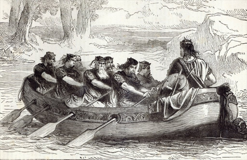 Detail of Edgar the Pacific being rowed down the River Dee by Eight Tributary Princes by English School