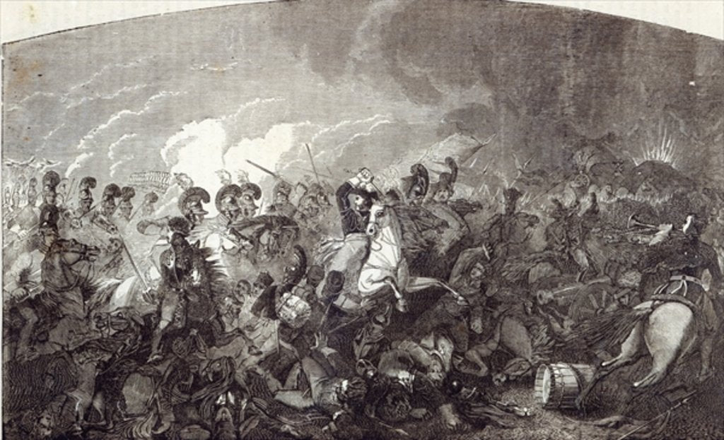Detail of Charge of Lord Somerset's Heavy Brigade at Waterloo, and total rout of the French Army by English School