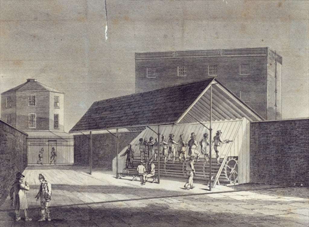 Detail of View of the Tread Mill for the Employment of Prisoners, erected at the House of Correction at Brixton, published by Gent. Mag., July 1822 by English School